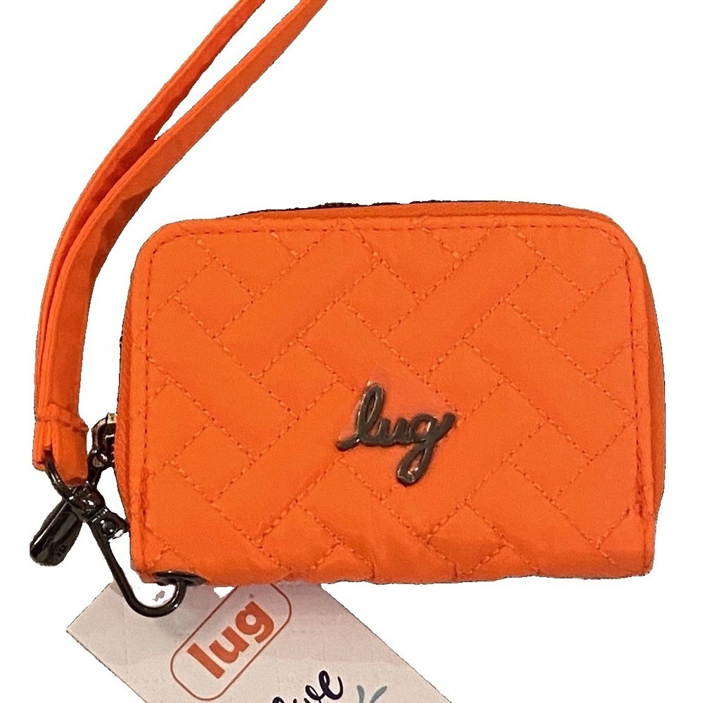 Lug Women Chipper RFID Quilted Zip Around Wristlet Wallet Coral Color Joy